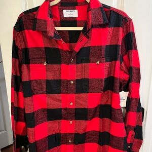 Old Navy Red and Black Checkered Shirt